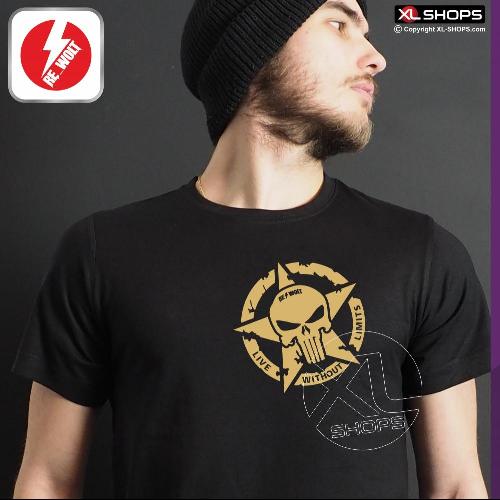 RE_WOLT LIVE WITHOUT LIMITS Men tshirt black golden RE_WOLT