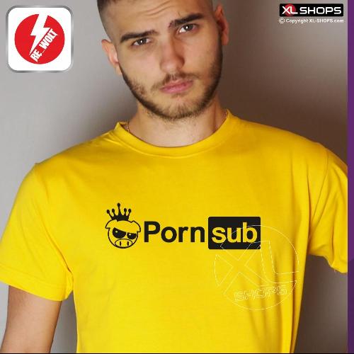 PORNSUB Men tshirt yellow and black SUBARU